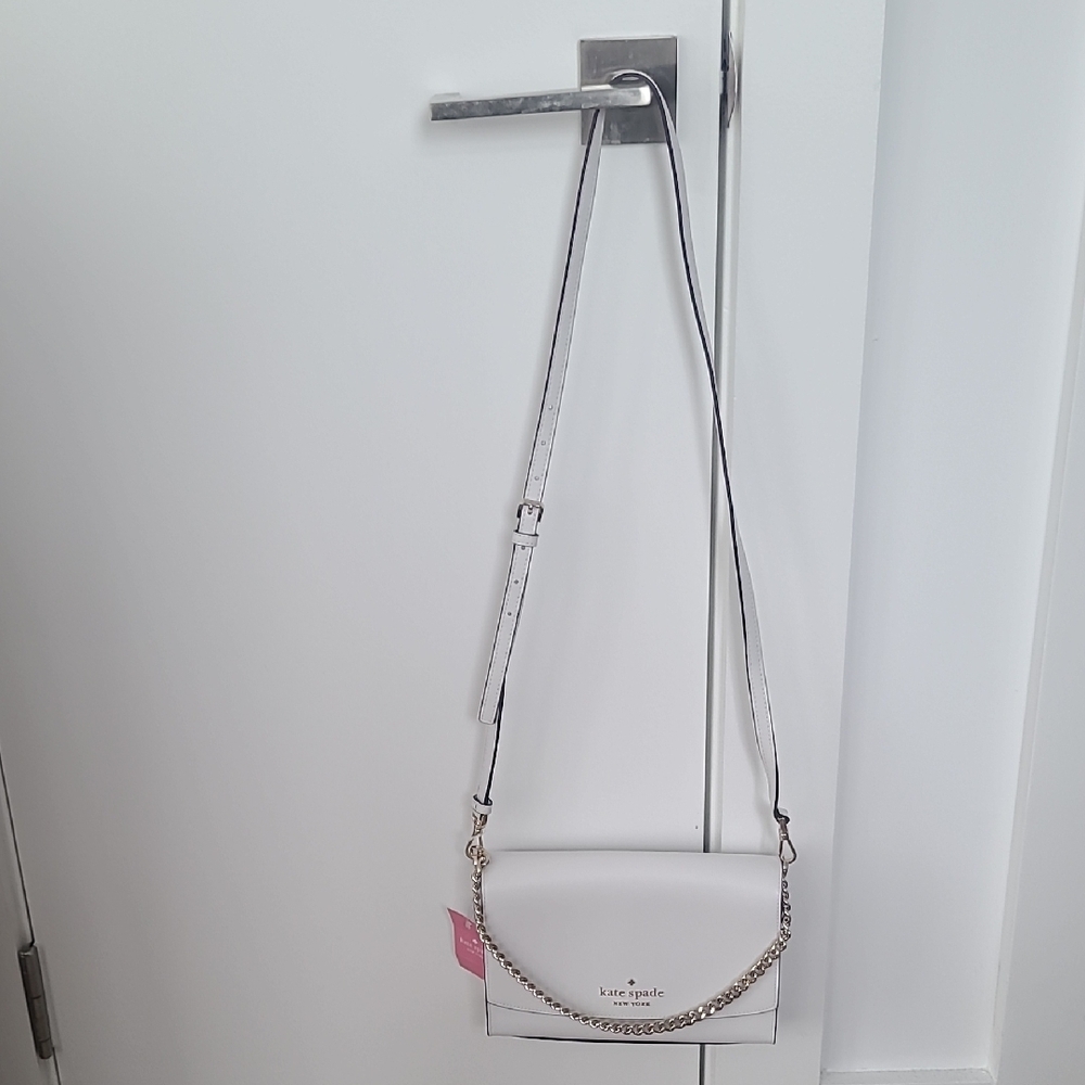 Kate Spade White Crossbody Bag with Adjustable Strap AND card Wallet